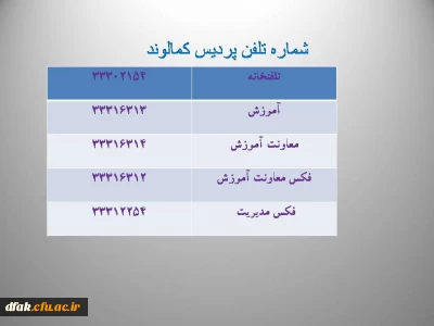 شماره تلفن های پردیس