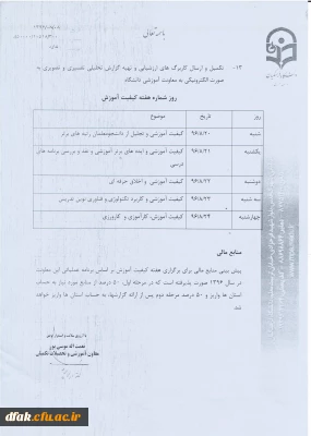 هفته کیفیت آموزش 18الی24 آبانماه 96 بر همه تلاشگران عرصه تعلیم وتربیت مبارک باد