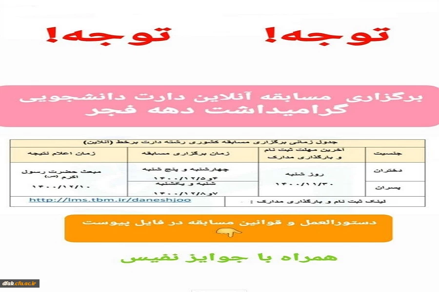 برگزاری مسابقه ی آنلاین دارت دانشجویی گرامی داشت دهه فجر 2